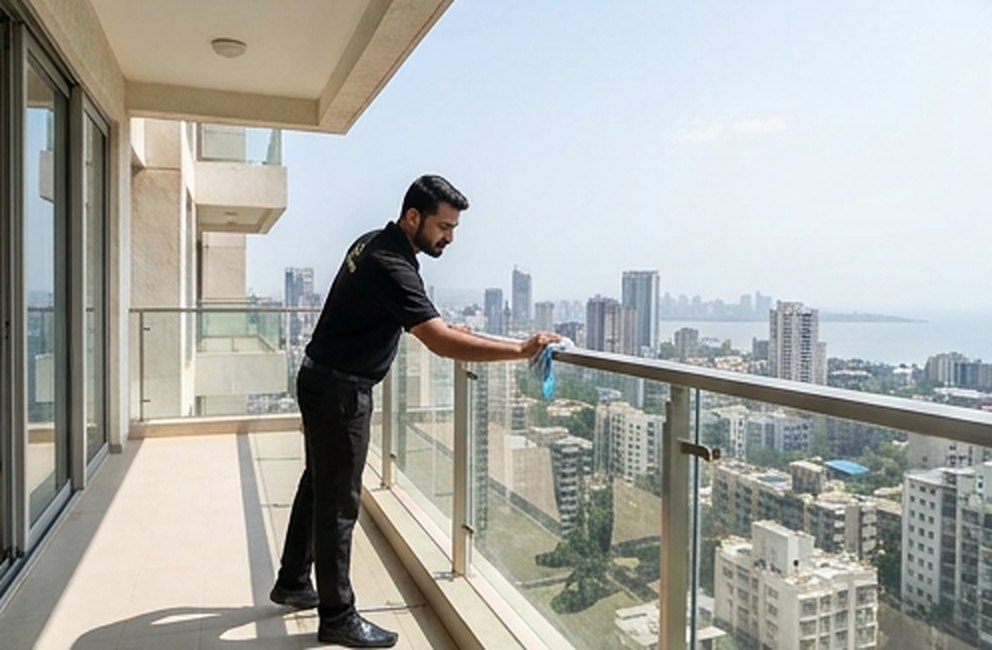 Balcony glass and railing cleaning